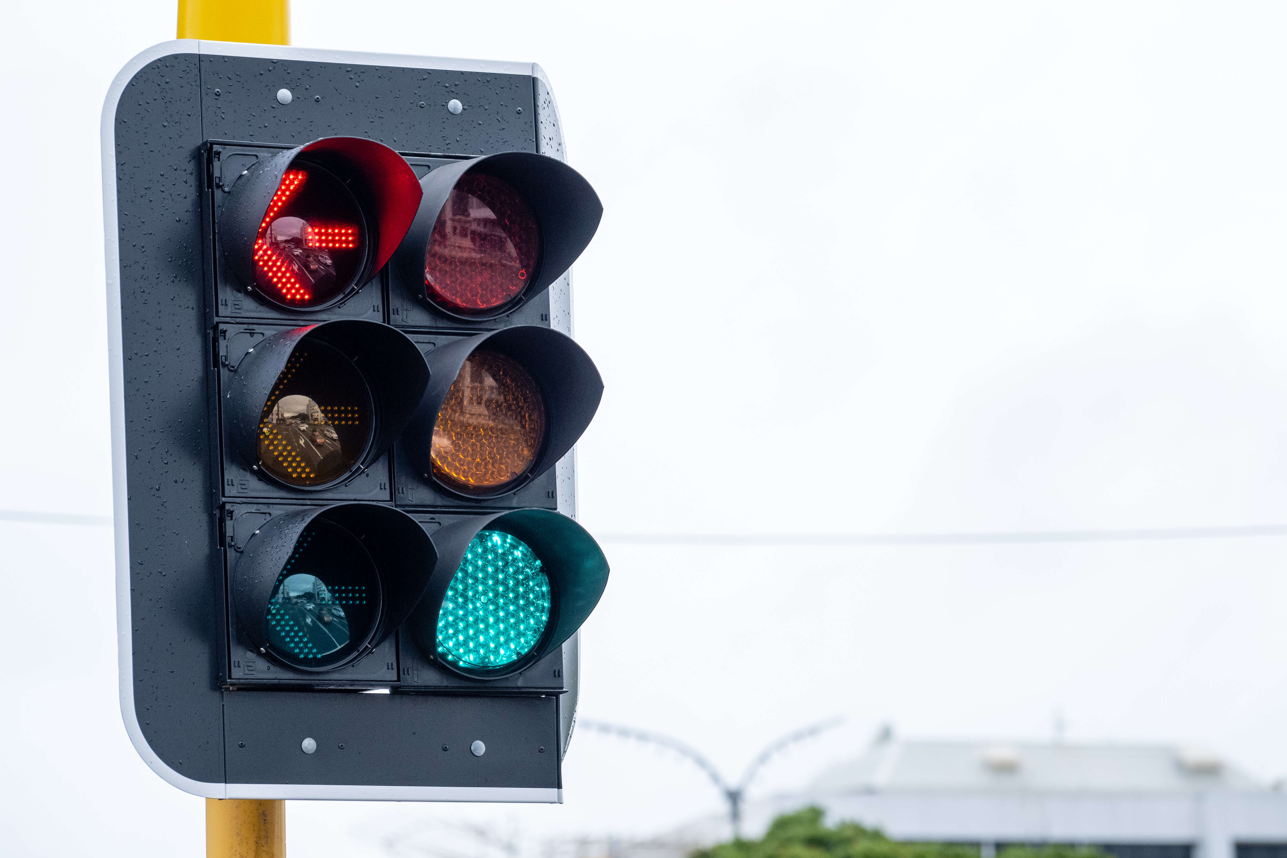 A close up view of traffic lights